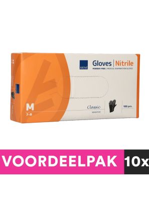 Abena Poedervrije Nitrile Handschoenen Maat Medium 100 stuks Zwart Voordeelpakket