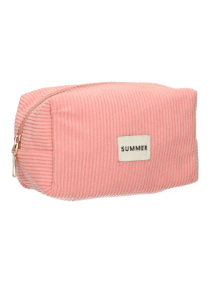 Beautybag Rib Waterdicht Roze 20cm x 11,5cm