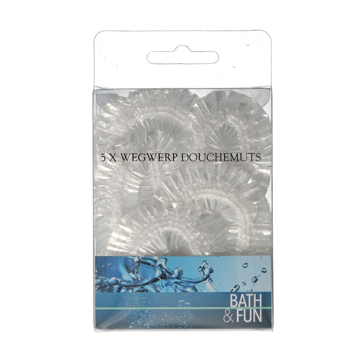 BATH & FUN douchemuts wegwerp 5 stuks transparant