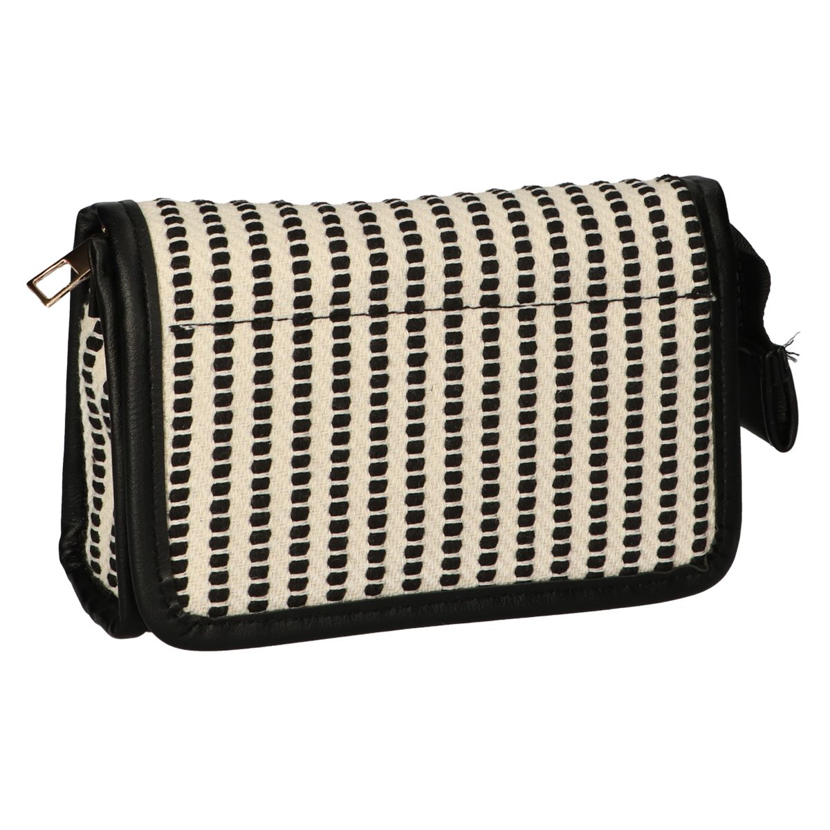 Traveller Spiegeltas stripe zwart creme 16.5x11cm