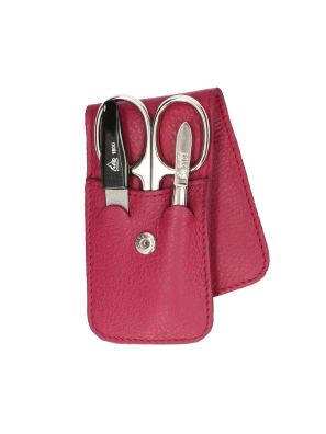 Erbe Solingen 3-delige Manicure Etui met Drukknoopsluiting Fuchsia (ERBE9079)