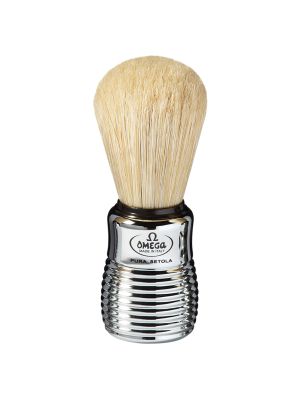 Omega Scheerkwast Varkenshaar Chrome Geribbeld Handvat 11cm