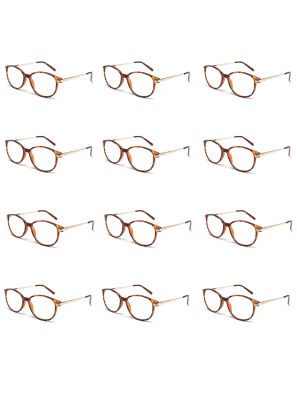 12 Stuks Spectrum Leesbril Havana/ Goud Assorti Klassiek Rond