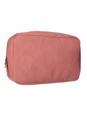 Toilettas Rib Stof Waterdicht Roze 28x17cm
